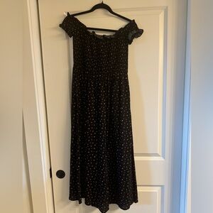 Forever21 Smocked Off-the-shoulder Floral Midi Dress